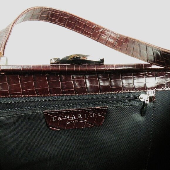 LAMARTHE Vintage Italian Crocodile Embossed Handbag - Picture 7 of 9
